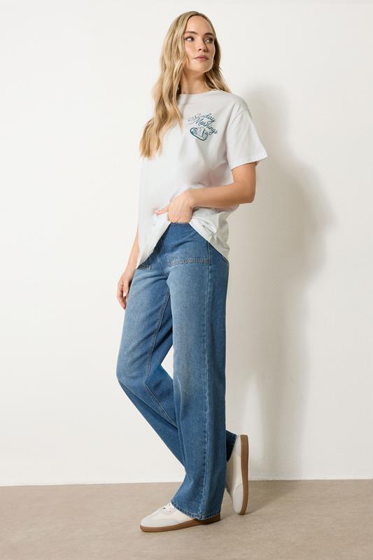 LTS Tall White Cotton 'Breakfast Club' Slogan T-Shirt | Long Tall Sally 1