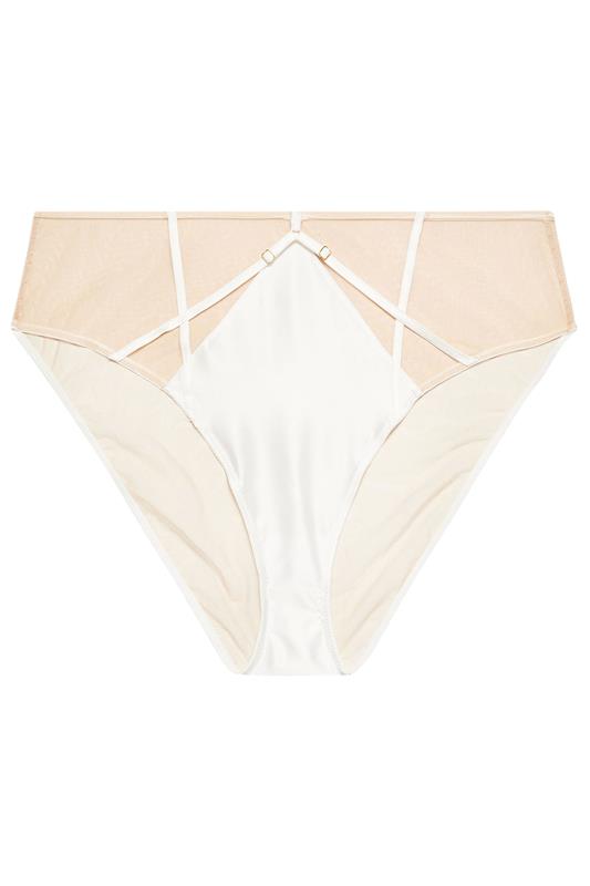 PLAYFUL PROMISES White Romana Illusion Strap High Waisted Mesh Briefs | Yours Clothing 6