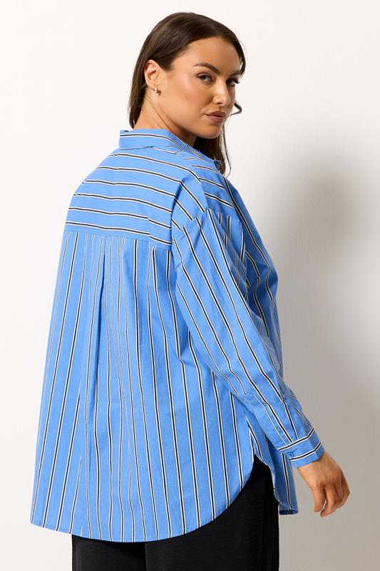 YOURS Plus Size Blue Stripe Button Through Shirt | Yours Clothing 2