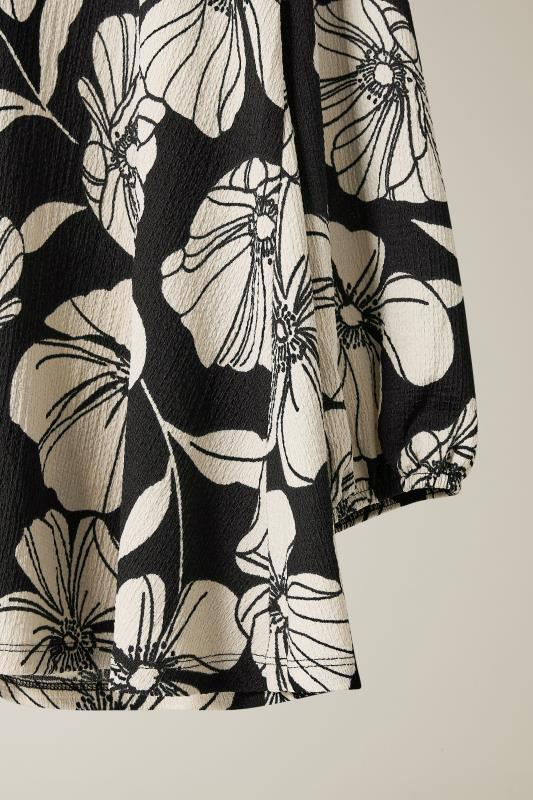 EVANS Plus Size Black Contrast Floral Jersey Crepe Top | Evans 8