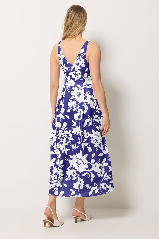 LTS Tall Women's Navy Blue Floral Pleated Midi Dress | Long Tall Sally 2