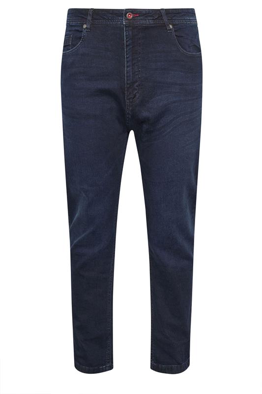 D555 Big & Tall Blue Black Tapered Stretch Jeans | BadRhino 2