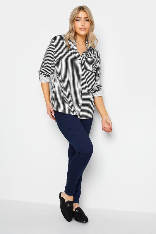 M&Co Black & White Stripe Tab Sleeve Shirt | M&Co 1