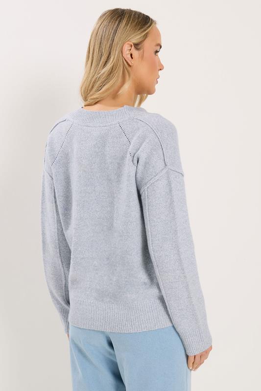 LTS Tall Blue Seam Detail Knitted Cardigan | Long Tall Sally 4