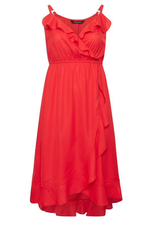 LIMITED COLLECTION Plus Size Red Frill Midaxi Wrap Dress | Yours Clothing  7