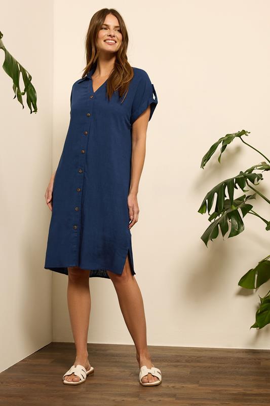 M&Co Navy Blue Relaxed Linen Shirt Dress | M&Co 1