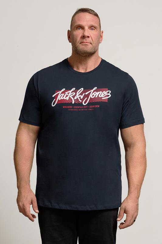 JACK & JONES Big & Tall Sky Captain Blue Urban T-Shirt | BadRhino 1