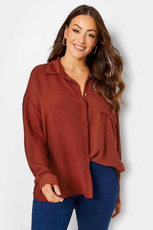 Women's  M&Co Burnt Orange Button Through Pocket Shirt