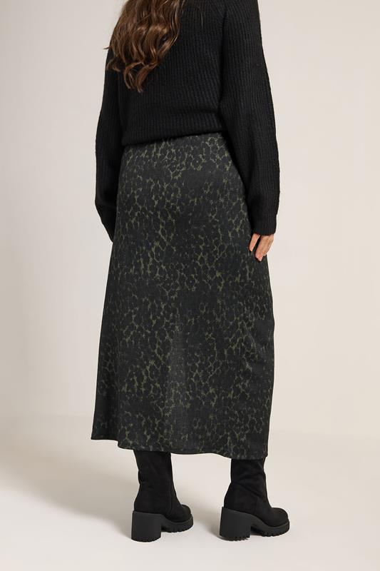 YOURS Plus Size Khaki Green Leopard Print Textured Tube Skirt | Yours Clothing 2