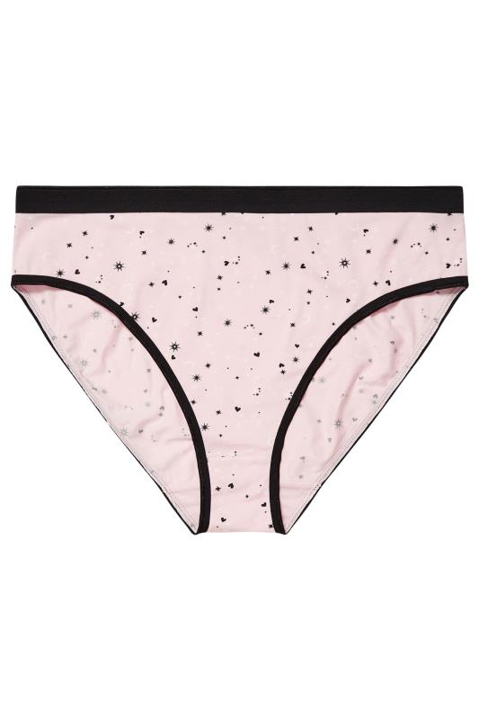 YOURSET 5 PACK Plus Size Black & Pink Star Print High Leg Knickers | Yours Clothing  6