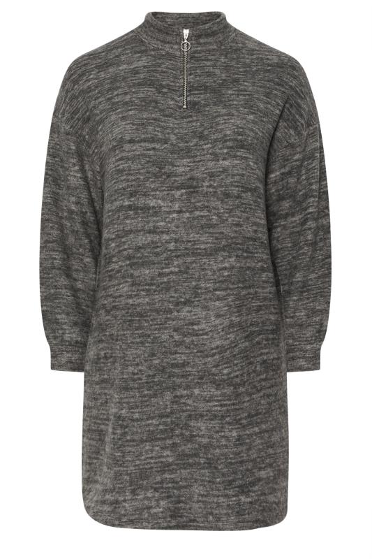 YOURS Plus Size Grey Soft Touch Zip Jumper Dress | Yours Clothing 5