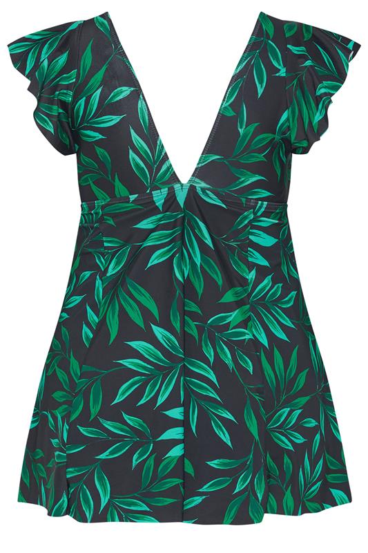 YOURS Plus Size Black Leaf Print Swimdress | Yours Clothing 8