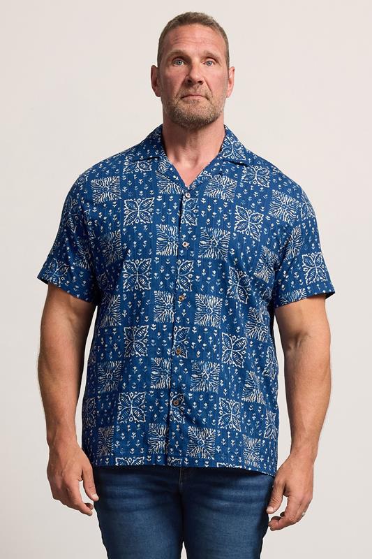 JACK & JONES Big & Tall Navy Blue Resort Shirt | BadRhino 1