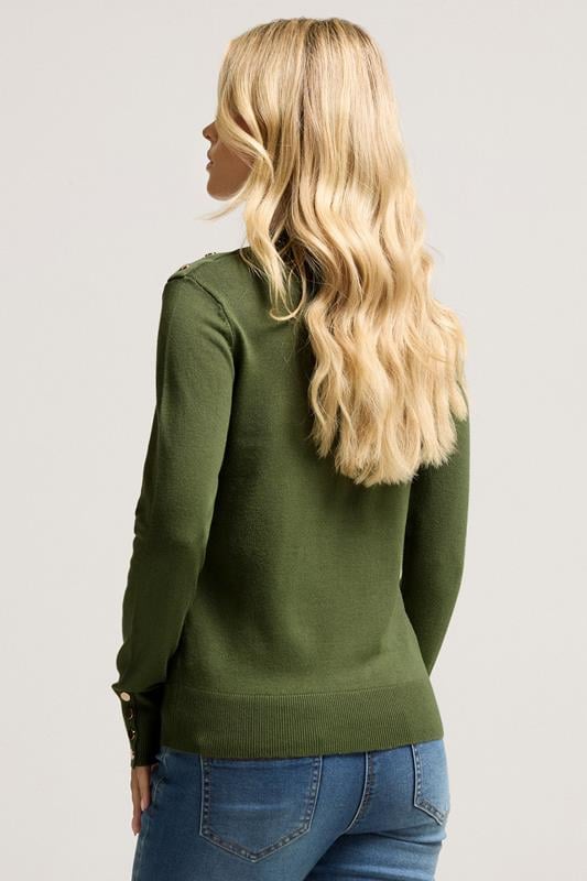 M&Co Petite Fern Green Button Detail Turtle Neck Jumper | M&Co 4