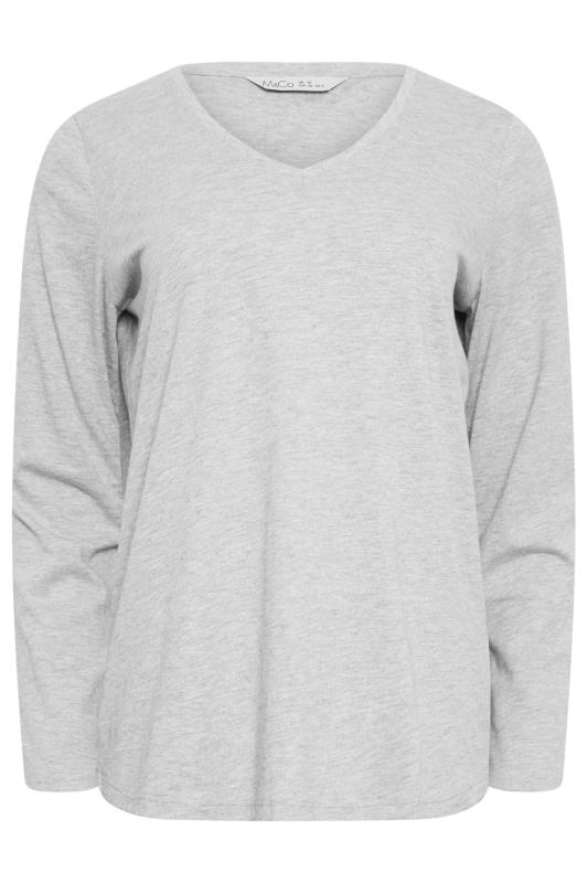 M&Co Grey V-Neck Long Sleeve T-Shirt | M&Co 7