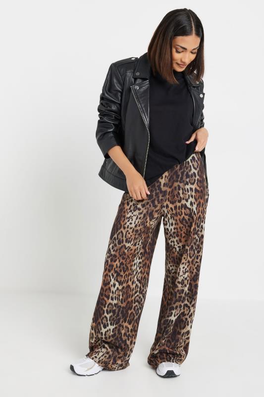 PixieGirl Petite Women's Brown Soft Touch Leopard Print Trousers | PixieGirl 1