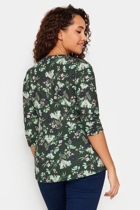 M&Co Green Floral Print Twist Front Top | M&Co 3