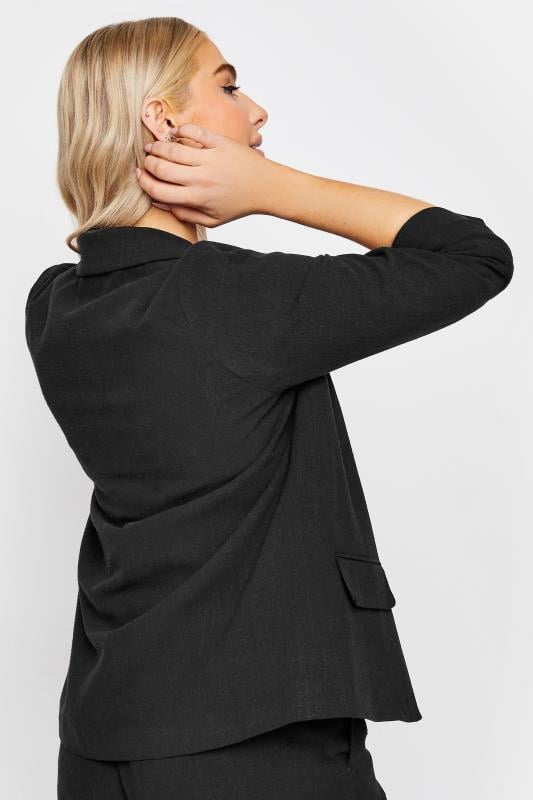 M&Co Black Ruched Sleeve Linen Blazer | M&Co 4