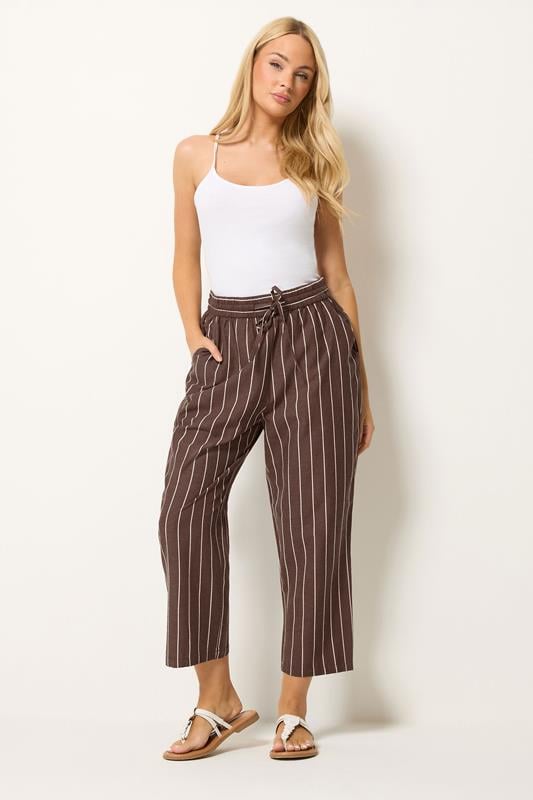  M&Co Brown Tapered Cropped Leg Trousers