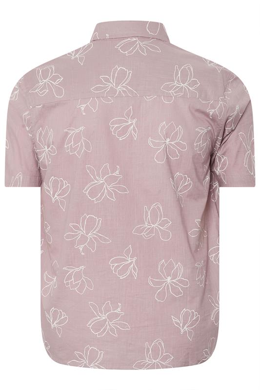 BadRhino Big & Tall Pink Linear Floral Slub Shirt | BadRhino 8