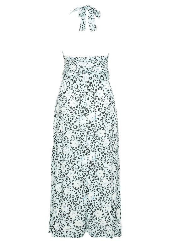 YOURS LONDON Plus Size Blue Leopard Print Halter Neck Maxi Dress | Yours Clothing  7