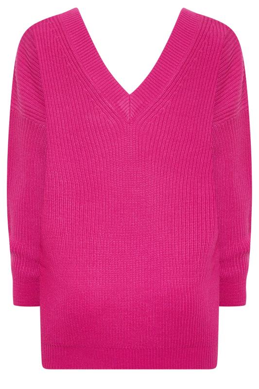 YOURS Plus Size Pink Double V-Neck Jumper | Yours Clothing 7