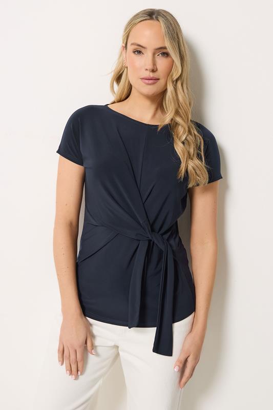 LTS Tall Navy Blue Tie Detail Top