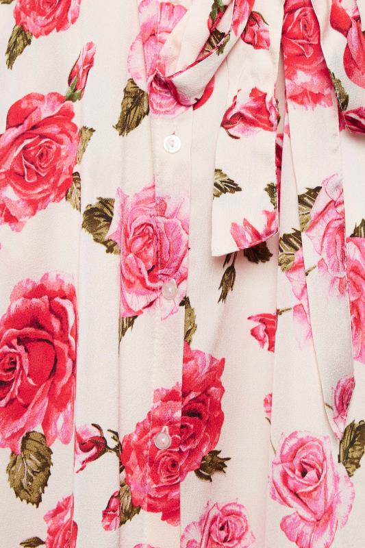 M&Co Ivory White Rose Print Tie Waist Shirt Dress | M&Co  6