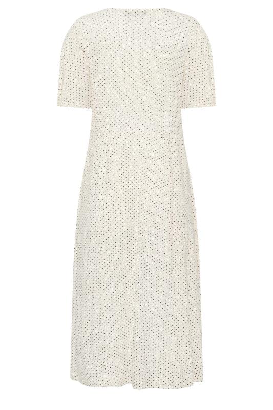 M&Co White Polka Dot Print Angel Sleeve Split Hem Midi Dress | M&Co 7