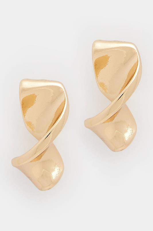 Gold Tone Twisted Molten Stud Earrings