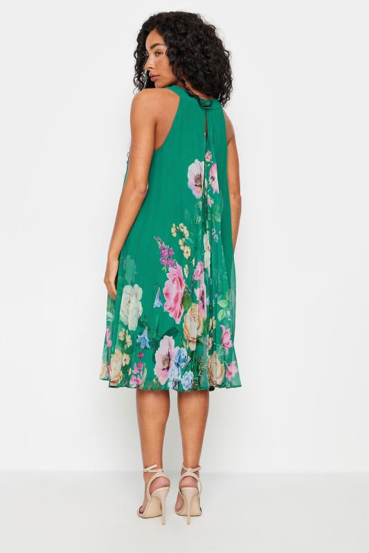 M&Co Petite Green Floral Print Pleated Dress | M&Co 3