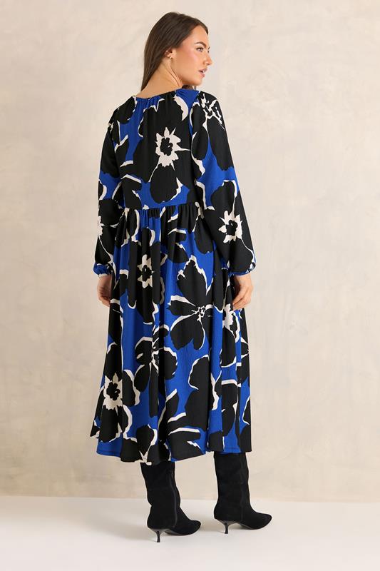 EVANS Plus Size Blue Floral Tie Neck Maxi Dress | Evans 2