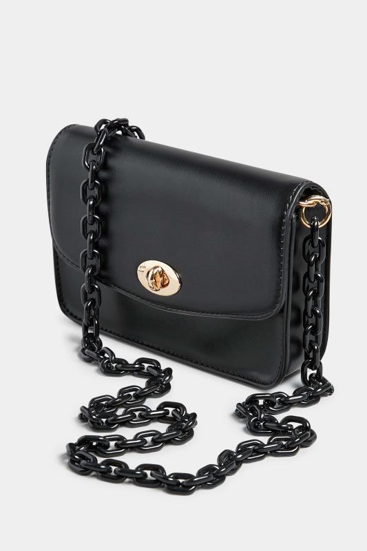 Black Chain Lock Detail Bag | Yours Clothing 6