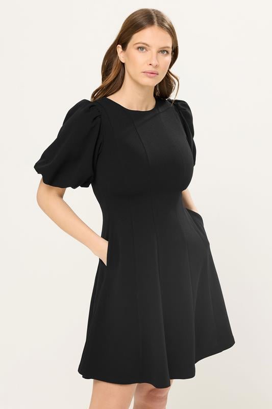 STAR Black Panelled Fit and Flare Dress