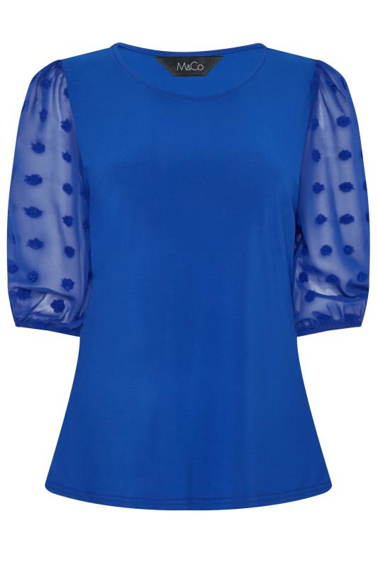 M&Co Blue Dobby Sleeve Blouse | M&Co 6