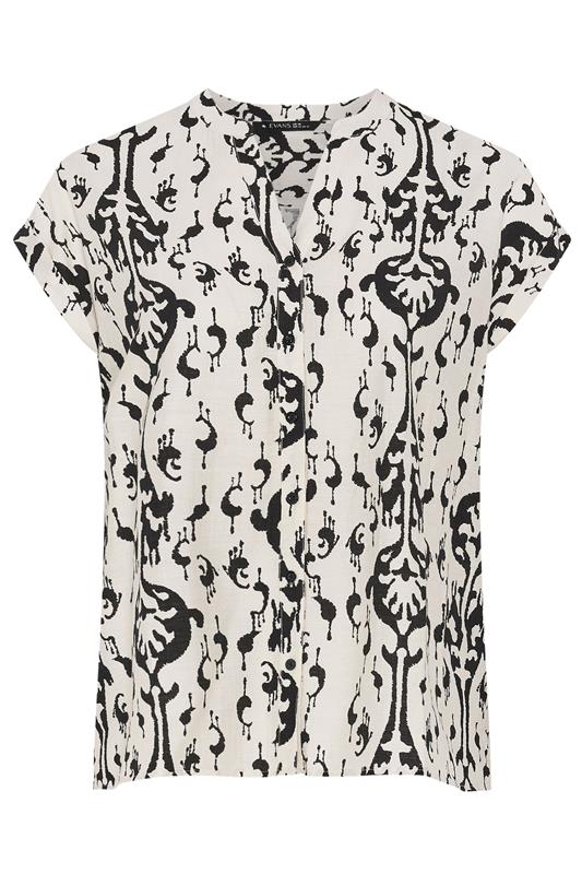 EVANS Plus Size White Abstract Print Short Sleeve Blouse | Evans 6