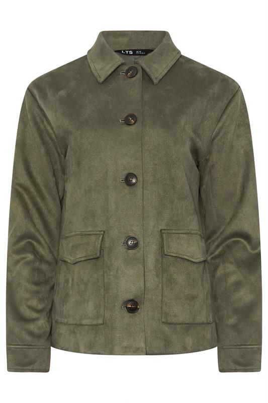 LTS Tall Women's Khaki Green Faux Suede Trucker Jacket | Long Tall Sally 6