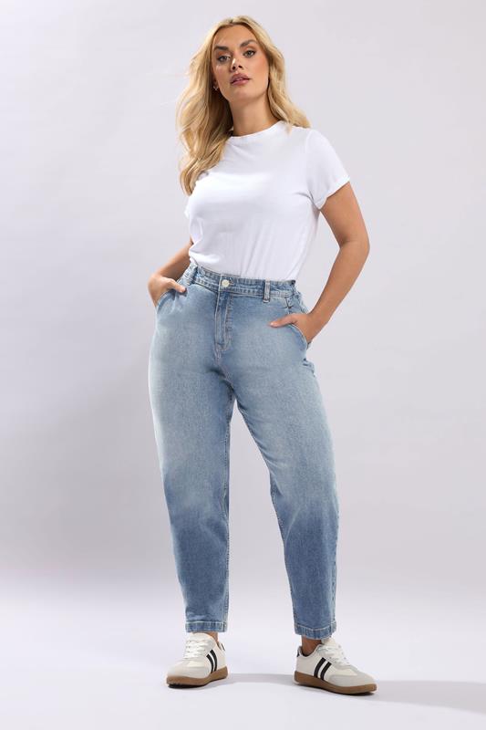 YOURS Curve Light Blue Barrel Leg Jeans