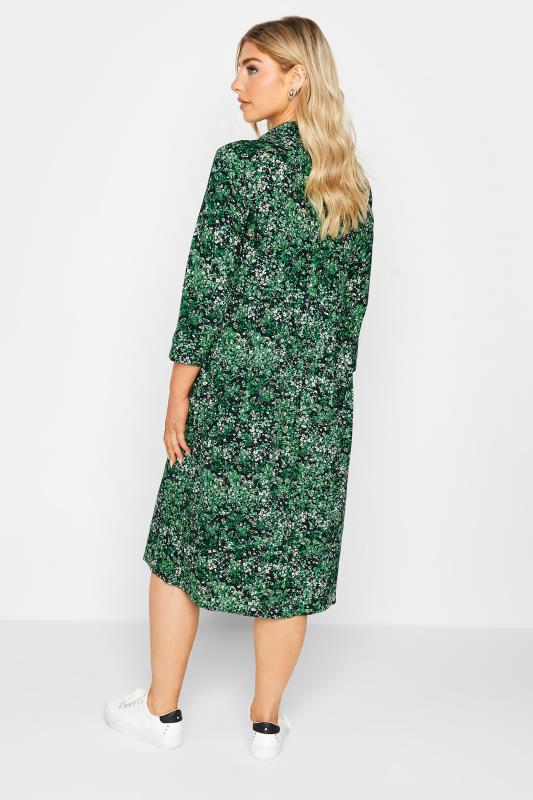 M&Co Green Floral Half Placket Midi Smock Dress | M&Co 3