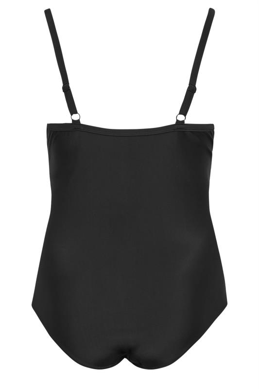 YOURS Plus Size Black Double Crossover Tummy Control Swimsuit | Yours Clothing 8