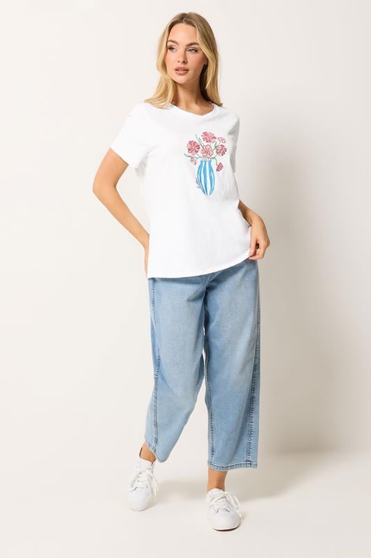 M&Co White 'Les Fleurs' Graphic Print Cotton T-Shirt | M&Co 2