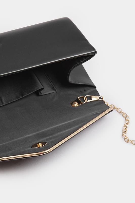 Black Faux Leather Metal Trim Clutch Bag | Yours Clothing 5