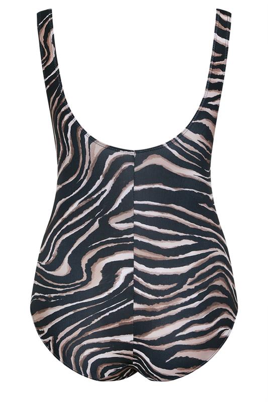 YOURS Plus Size Black Zebra Print Plunge Swimsuit | Yours Clothing 7