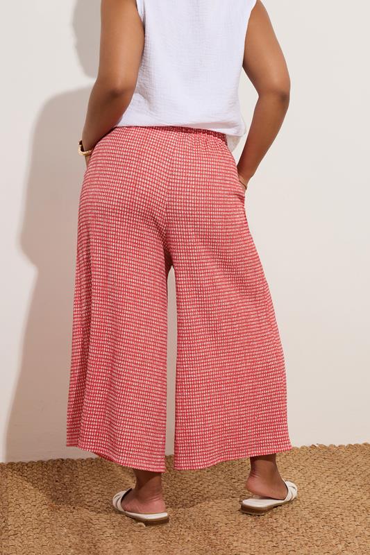 YOURS Plus Size Red Gingham Crinkle Midaxi Culottes | Yours Clothing 2