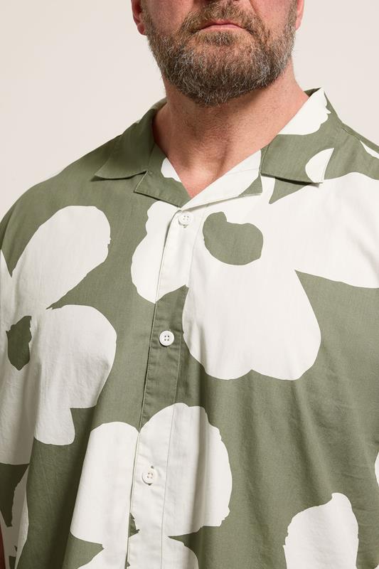BadRhino Big & Tall Green Flower Poplin Shirt | BadRhino 4