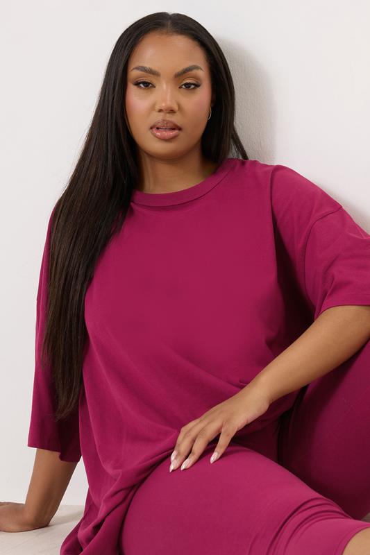 YOURS Plus Size Berry Red Oversized T-Shirt | Yours Clothing 4