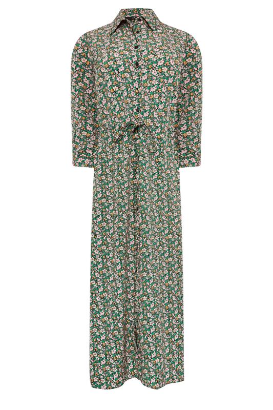 M&Co Women's Green Floral Print Midi Shirt Dress | M&Co 6