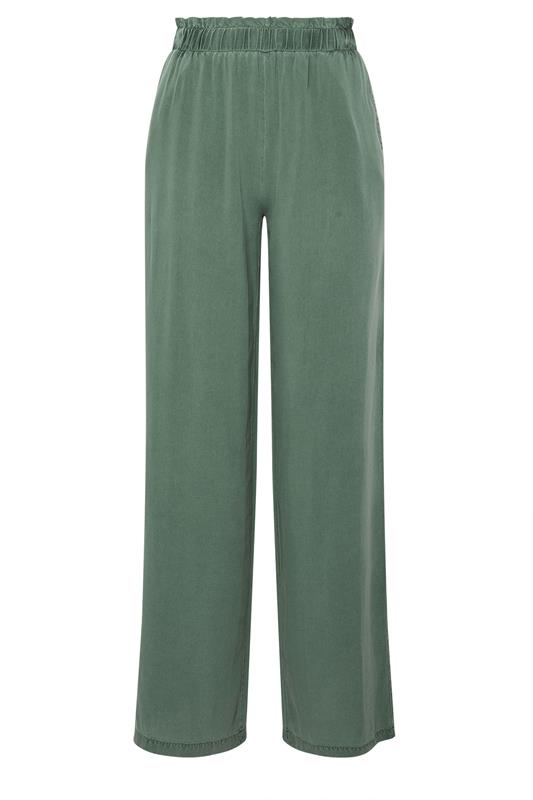LTS Tall Khaki Green Acid Wash Wide Leg Trousers | Long Tall Sally 5