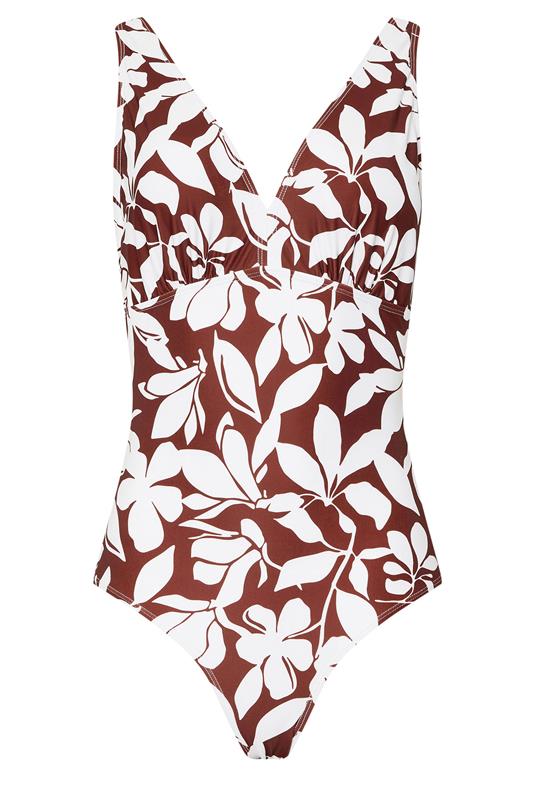 LTS Tall Rust Orange Floral Print Wrap Swimsuit | Long Tall Sally 8