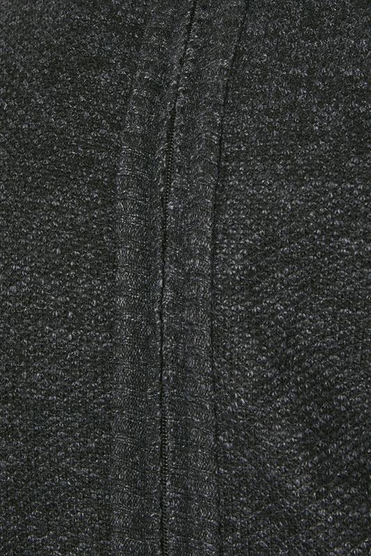 D555 Big & Tall Charcoal Grey Marl Zip Through Knitted Jumper | BadRhino 6